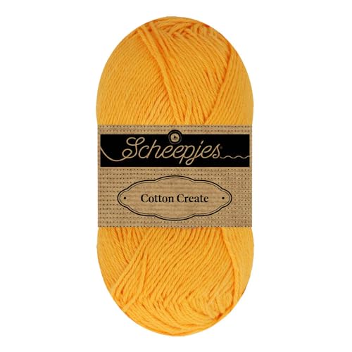 Scheepjes Cotton 8 Yarn 50g - 714 Yellow, 100% Cotton for Crochet & Crafts