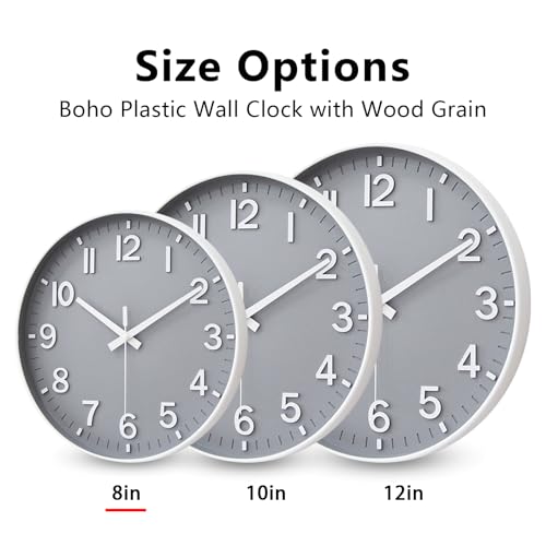 Image of HZDHCLH Wall Clocks Battery Operated,Wall Clock Gray,8 inch Wall Clock Silent Non Ticking Modern 3D Numbers for Kitchen Bedroom Living Room Office Classroom Decor