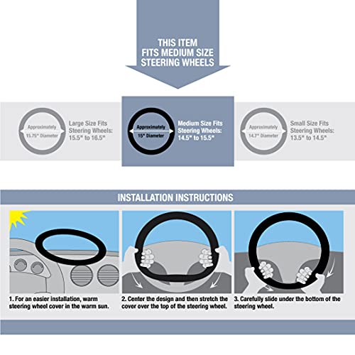 Sg Edge Royale Auto Car Steering Wheel Cover, Premium Faux Leather, Universal Fit For All Cars, Suv, Mini-Van And Trucks With Steering Wheel Size 14.5" To 15", Carbon Fiber Pattern Accent, Black #TOP4