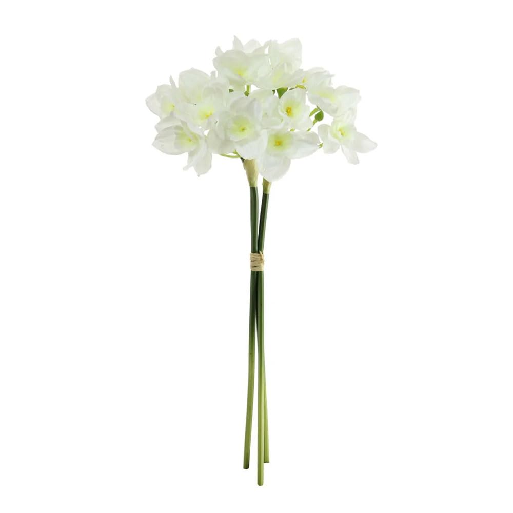 Floristrywarehouse White Faux Silk Artificial Narcissus Mini Daffodil Flower Bunch 55Cm/21 Inches