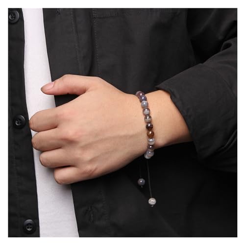 Pulseras piedra natural labradorita gris tipo brazalete de cuentas de moda 6
