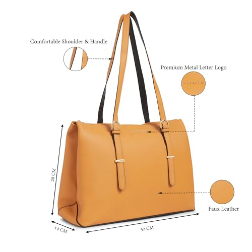 Image of Caprese Regina 16 Inch Laptop Compatible Large Tote Bag for Women | Stylish, Durable, Multi-Compartment Design for Work, Travel, Shopping | Comfortable Straps Shoulder and Handheld Bag