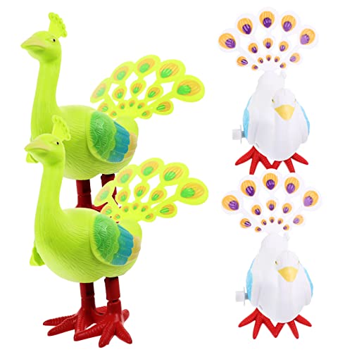 SUPVOX 4pcs Boys and Girls Clockwork Toy Abs Material Funny Wind-up Peacock Toy for Boys Girls