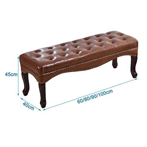 Tabouret ottoman en cuir café clair pour entrée et lit - 4