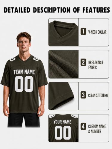 Image of Custom Replica Football Jersey with Name Number Logo