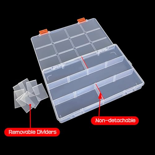 Image of Clear Bead Storage Containers with Adjustable Dividers Rectangle Clear Craft Supply Case (12 Grids-2 Pack)