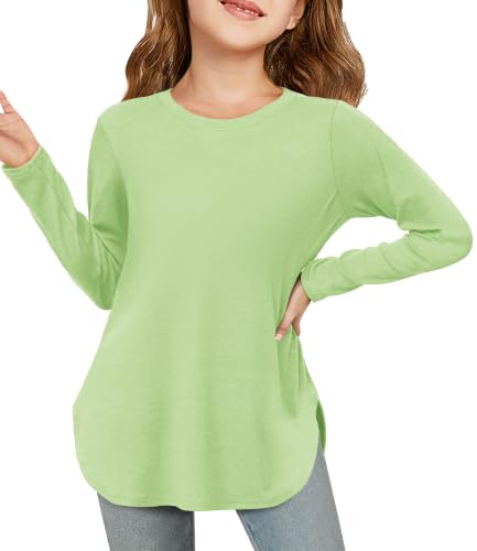 Image of Haloumoning Girls Long Sleeve T Shirts Kids Crewneck Tops 5-14 Years