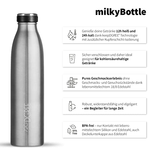 720°DGREE Edelstahl Trinkflasche milkyBottle 1L BPA-frei und auslaufsicher