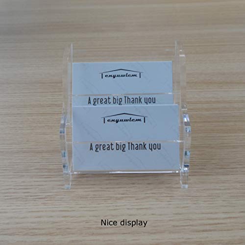 Enyuwlcm Acrylic 2 Tier Business Card Holder Display for Desk Elegant Business Card Stand for Office Counter Clear - Thumbnail 5