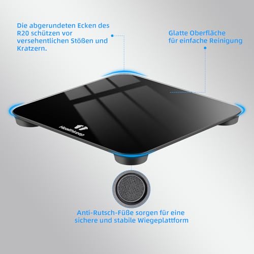 Healthkeep Personenwaage, Körperwaage mit Hochpräzisions-Sensoren, Personen Digitalwaage mit Step-On-Technik… – Ansicht 5
