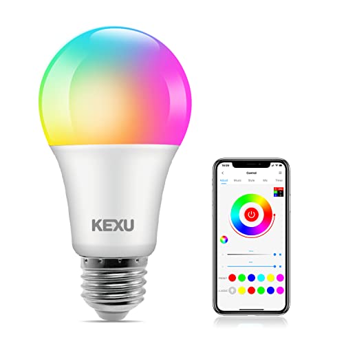 KEXU Smart Light Bulbs RGBW Color Changing Light Bulbs Smart Bulbs Compatible with Alexa & Google...
