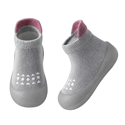 AniKigu Baby Sock Shoes Toddler Walking Shoes Infant Non-Slip Slippers with Soft Rubber Sole Baby Boys Girls Sneakers 12-18 Months