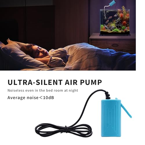 Image of 6 PCS /Set Mini Adjustable Quiet USB Nano Air Pump, Air Stone with Airline Tubing, Check Valve and Hanging Buckle for Aquarium Fish Tank Outdoor Fishing (9319)