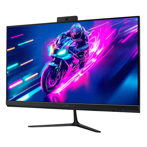 Image of Acer 27 inch FHD All-in-One Desktop Computer, 120Hz IPS Display, AMD Ryzen 7 5825U 8-Core Processor, 16GB RAM, 1TB SSD, Wi-Fi 6E, 2 MP Webcam, HDMI, USB Type-C, Wireless Keyboard & Mouse, Windows 11 Pro
