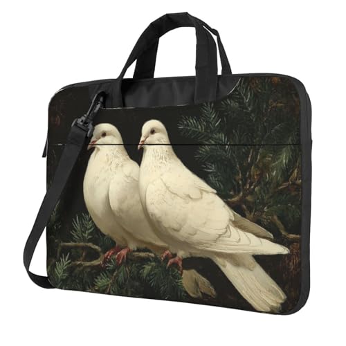 Sacoche pour ordinateur portable 15,6" antichoc, housse rembourrée colombes blanches
