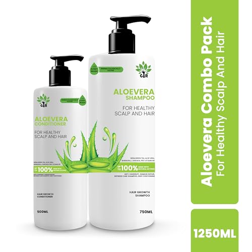 Image of GIR Aloe Vera Shampoo & Conditioner for Silky Smooth Hair & Scalp Nourishment - Combo Pack (Aloevera S750+C500 ML)