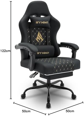 3. Bild von Symino Gaming Stuhl Racing Gamer Stuhl - Ergonomischer Gaming Sessel mit Lendenwirbelstütze, Verstellbare Armlehnen, Gaming Chair mit Fußstütze Vintage PU Leder 200KG, Schwarz