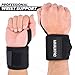 Weightlifting Wrist Wraps | Heavy Duty Gym Straps With Thumb Loops for Powerlifting Competition, Strength Training, Bodybuilding Wrist Brace for Wrist Support and Protection, Men and Women (Black)