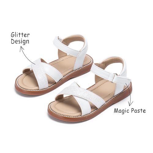 Image of Kolan Toddler Girl Sandals Open Toe Flat Princess Dress Shoes Little Kids