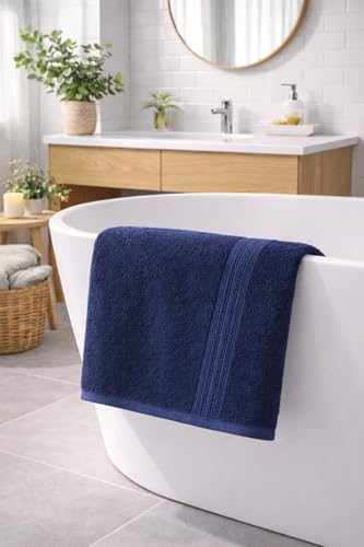 Image of Fitness Mantra Cotton Bath Towel 650 GSM | Heavyweight, Soft & Absorbent | Quick Dry | Large 30 x 60 Inch Towel for Daily Bath Use | 1 Peace| Navy|