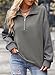 SHEWIN Women Fall Sweatshirt Long Sleeve Oversized Hoodies Lightweight Half Zip Tops Quarter Zipper Shirt Pullover Clothes Size 2XL, Grey