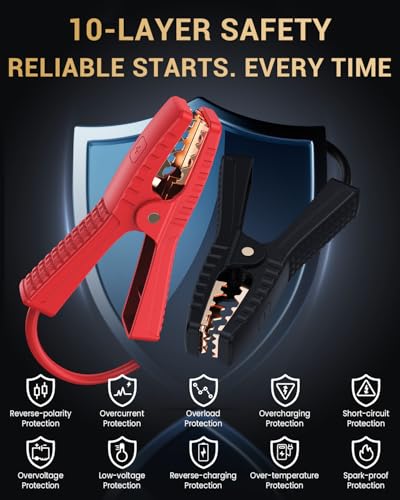 MOSTOOL M8 Car Jump Starter 5000A, 12V UltraSafe Portable Battery Booster with LED Display, Fits All Gas Engines and Up to 10.0L Diesel Engines