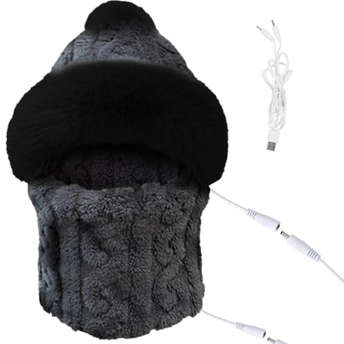 Bonnet chauffant d'hiver pour ski et randonnée en coton noir