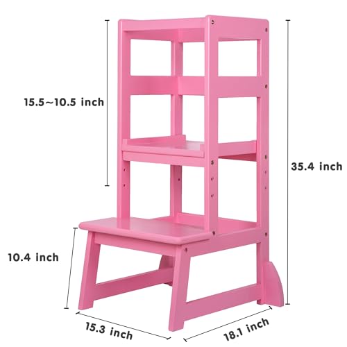 SDADI-Mothers-Helper-Adjustable-Height-Kitchen-Step-Stool-Children-Kids-Toddlers-Counter-Level-Learning-Stool-for-Kitchen-Bathroom-Pink SDADI Mothers Helper Adjustable Height Kitchen Step Stool Children Kids Toddlers Counter Level Learning Stool for Kitchen Bathroom Pink