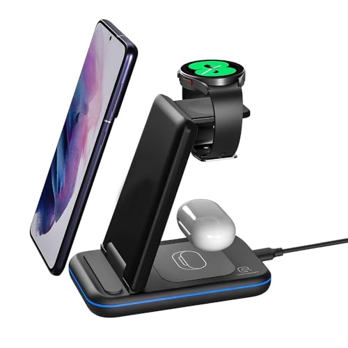 Image of UNIGEN Unidock 350 23W Foldable Fast Wireless Charger Dock for Samsung Galaxy S24 Ultra Plus S23 S22 S21 S20 Z Fold Flip 3 4 5 6 Watch 4 5 6 7 Pro Active 1 2 Galaxy Buds - Black