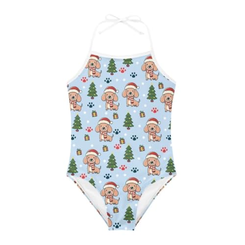 Image of Christmas Girls One-Piece Swimsuits Beach Halter Swimwear Bathing Suit for 3-10 Years