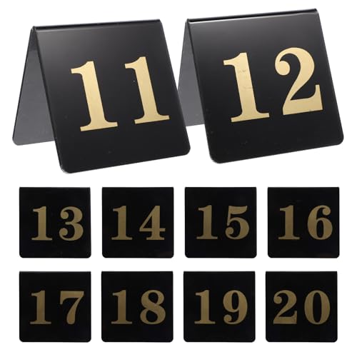 Numéros de table mariage chic et grand format acrylique noir or 11 à 20