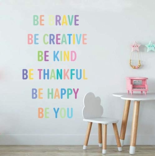 TOARTi Colorful Inspirational Lettering Quote Wall Decal-Be Brave, Be Creative, Be Kind, Be Thankful, Be Happy, Be You, Positive Quote Sticker for Classroom Kids Decoration