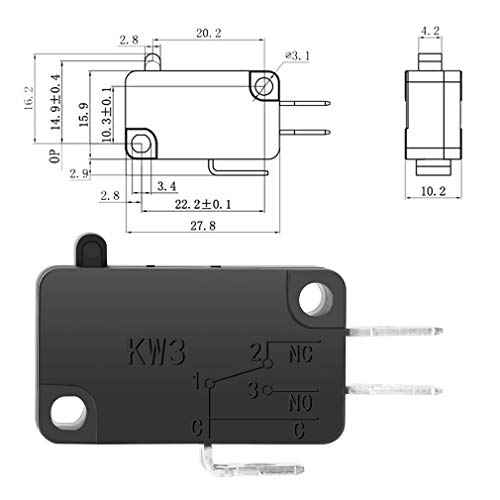 Mxrs 125V/250V 16A Spdt Snap Action Button Micro Limit Switch For Microwave Oven Door Arcade Kw3 By Muzhi thumb #1