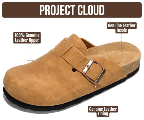 Image of 100% Genuine Leather Slip-on Footbed Clogs for Women - Fall Shoes for Women