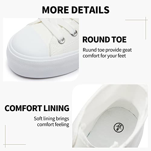 Sernial Womens White Platform Sneakers High Top Platform Shoes Fashion Canvas Shoes For Women(Full White,Us10) #TOP3