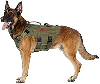 OneTigris Large Tactical Dog Harness, No Pulling Adjustable Dog Vest Harness, Heavy Duty Dog Harness with Handle, 2X Quick-Release Metal Buckle Dog Harness(L,Black)