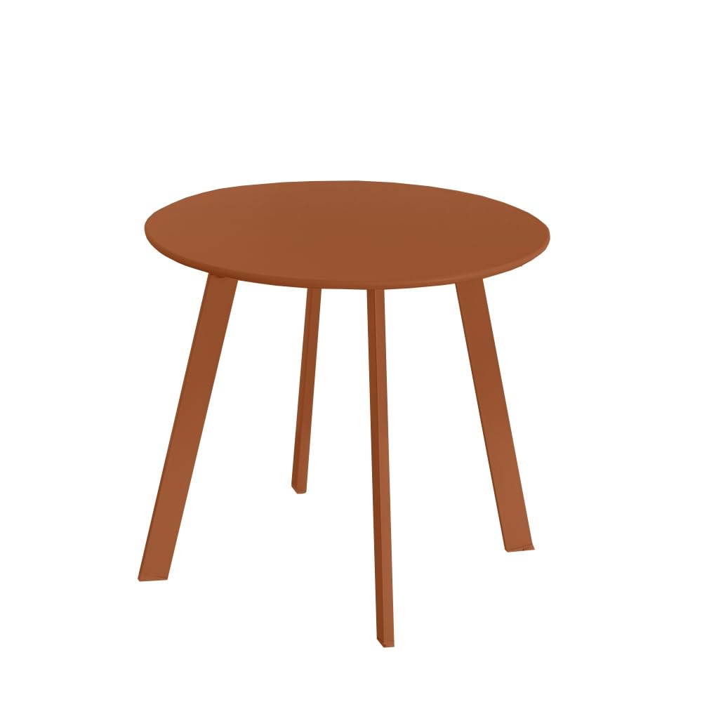 LOLAhome Mesa Auxiliar Marzia lacada Teja | Ø50 x 44 cm | De Acero con Revestimiento epoxi anticorrosión Interiores y Exteriores, jardín, terraza y balcón