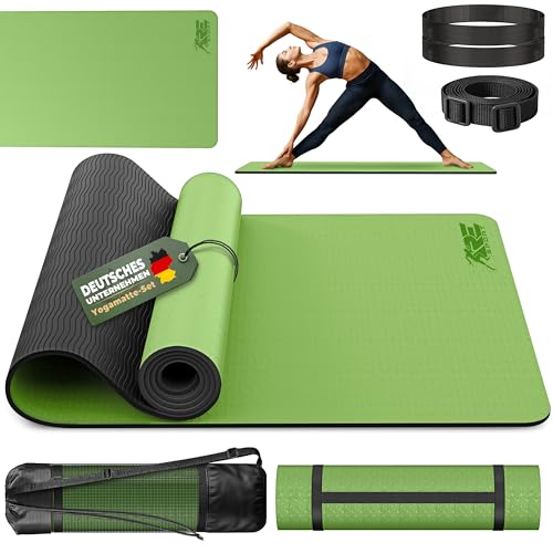 RE:SPORT Yogamatte Phthalatfrei | Gymnastikmatte rutschfest | Fitnessmatte schadstofffrei | Trainingsmatte mit Tragegurt Phthalatfrei 183 x 61 x 0,6 cm (Olivgrün/Schwarz) RE:SPORT Yogamatte Phthalatfrei | Gymnastikmatte rutschfest | Fitnessmatte schadstofffrei | Trainingsmatte mit Tragegurt Phthalatfrei 183 x 61 x 0,6 cm (Olivgrün/Schwarz)