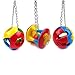 Bird Hanging Ball with Bell Colorful Chewing Treat Toy for Parrot Parakeet Cockatiel Conure Lovebird Dog Puppy Cat (3 PCS)