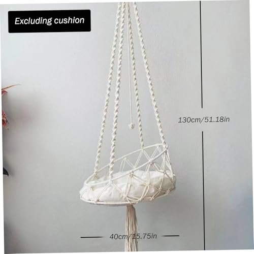 Hamaca para gatos de macramé bohemio, cama colgante de 16x51 pulgadas con bola de juego interior 5