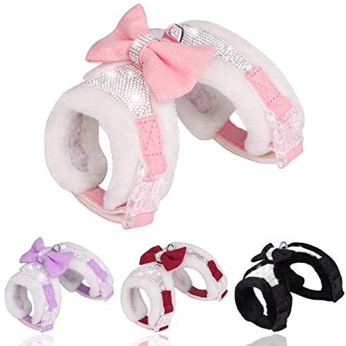 Funat Plush Chest Straps For Dogs, Rhinestone Winter Dog Harness, Vest Bow Harness For Small Medium Dogs #TOP6