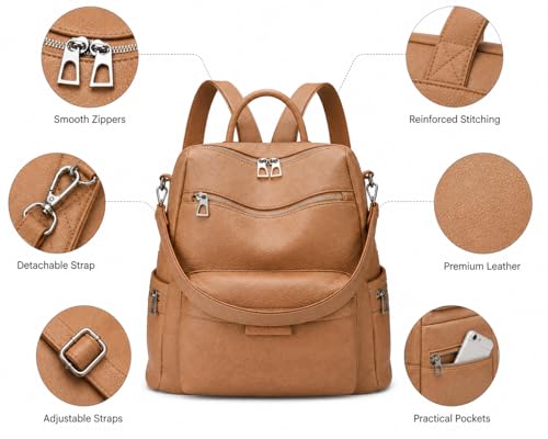 Image of Leather Backpack for Women | Large Capacity | College and Office use | PU Leather | shoulder bag for Ladies,