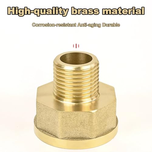 2 Stück Messing Reduzierung 1 Zoll auf 1/2 Zoll, Reduzierstück Gewindefitting Adapter mit Dichtung und Gewindedichtband Hahnverlängerung für die Umwandlung von Rohrverbindungen (AGØ20mm x IGØ31mm)