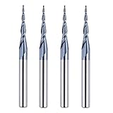 SpeTool 4Pcs Tapered Ball Nose End Mill Spiral Router Bit 1.0mm Tip Diamter (0.5mm Radius) 4.82 Deg for CNC...