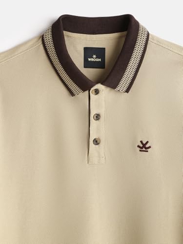 Image of WROGN Men's 100% Cotton Polo T-Shirt | Solid Style | Slim Fit