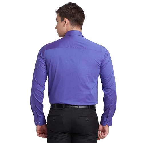 Image of Raymond Men's Solid Pattern Contemporary Fit Pure Cotton Full Sleeve Semi Cut Away Collar Formal Shirt