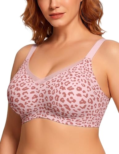 Image of Vertvie Wireless Bras Women Seamless Jelly Supportive Mesh Crossover Bra No Underwire Push Up Full Coverage T-Shirt Bralette