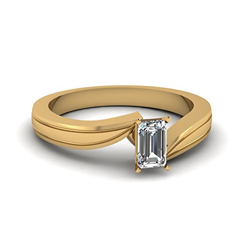 Bague émeraude solitaire torsadée plaqué or jaune un bijou de fiançailles raffiné