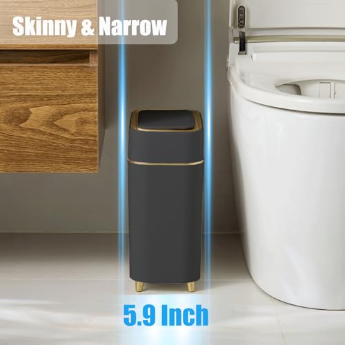 Caneca de basura automática rectangular 2 galones negro oro miniatura 2