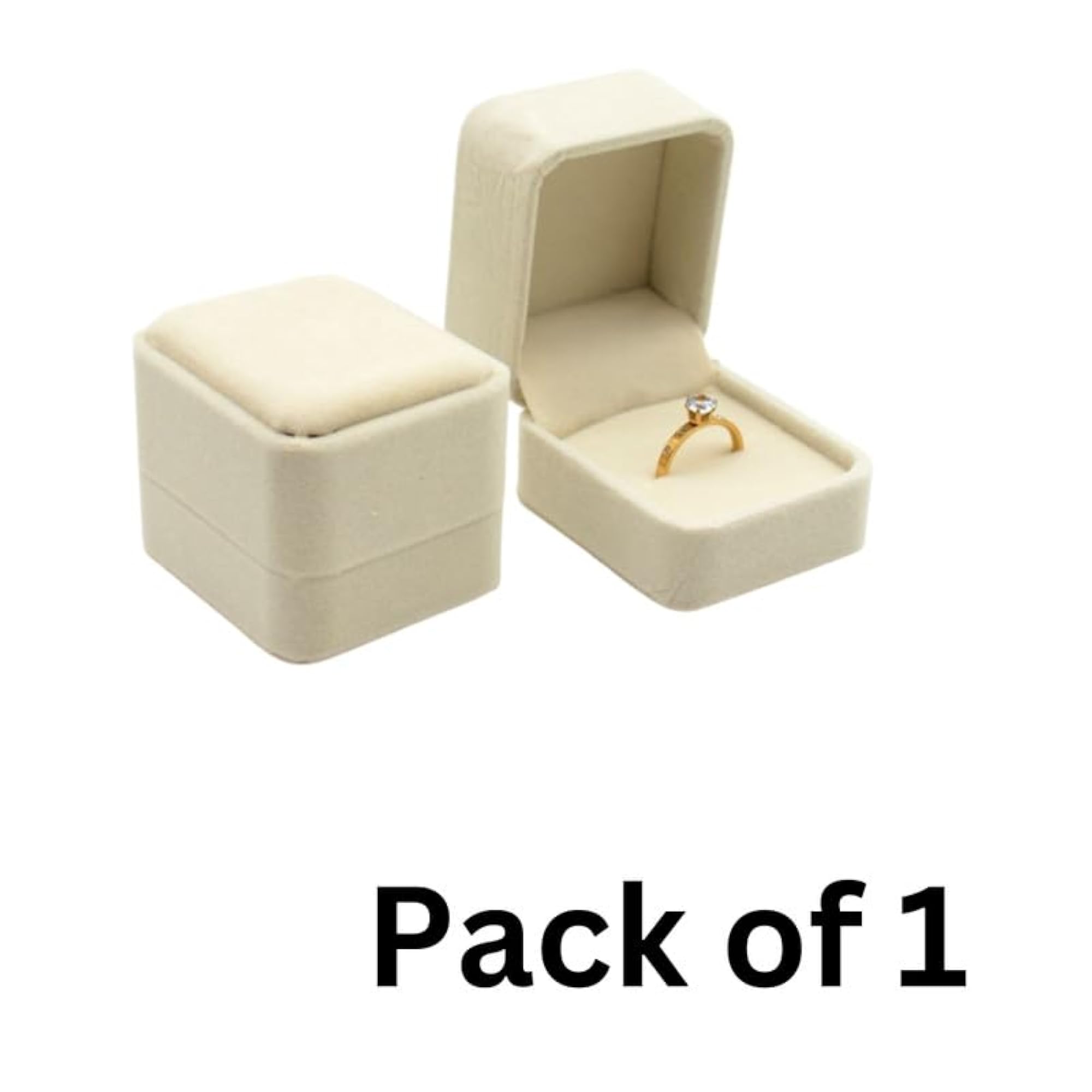 Rounded Corner Velvet Jewelry Ring Box Case